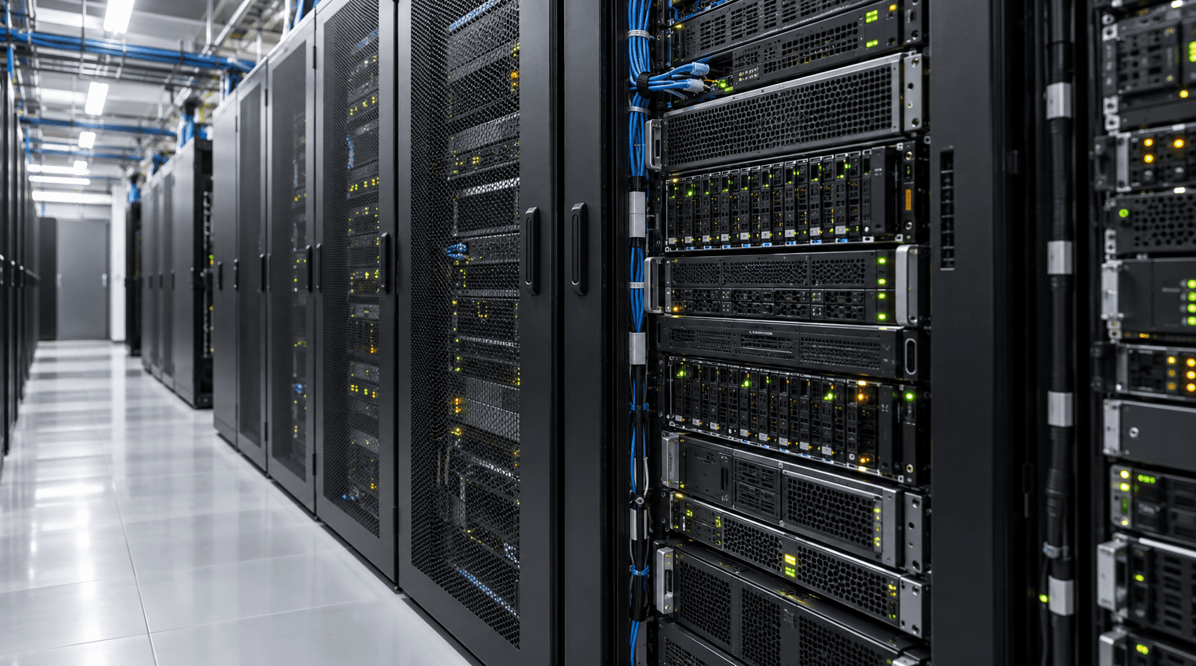 Server racks at the job site