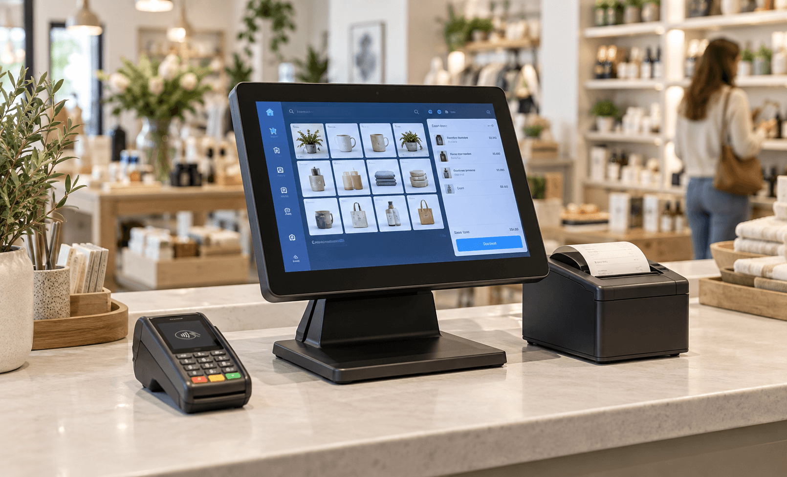 Retail point-of-sale touchscreen and payment terminal